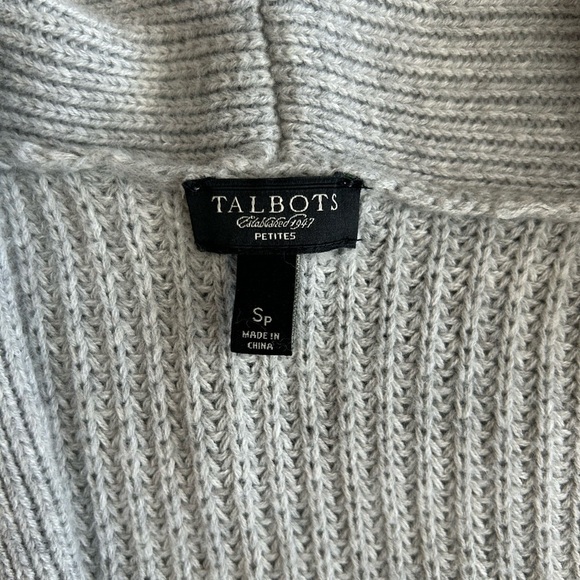 Talbots Women’s Gray Lambswool Open Knit Cardigan Sweater Small Petite - Picture 8 of 12